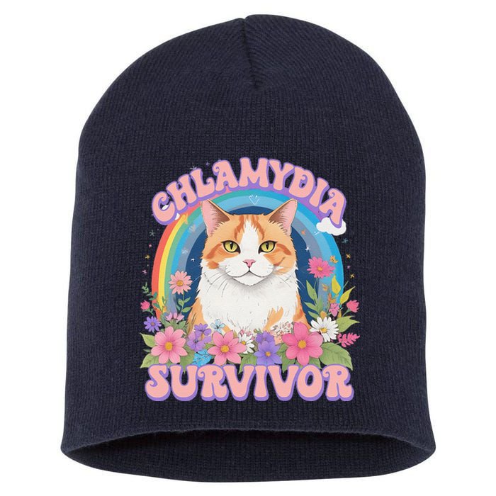 Chlamydia Survivor Funny Cat Meme Short Acrylic Beanie