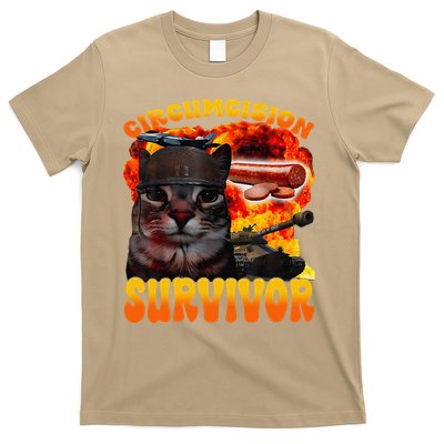 Circumcision Survivor Funny Oddly Specific Cat Meme Cats T-Shirt