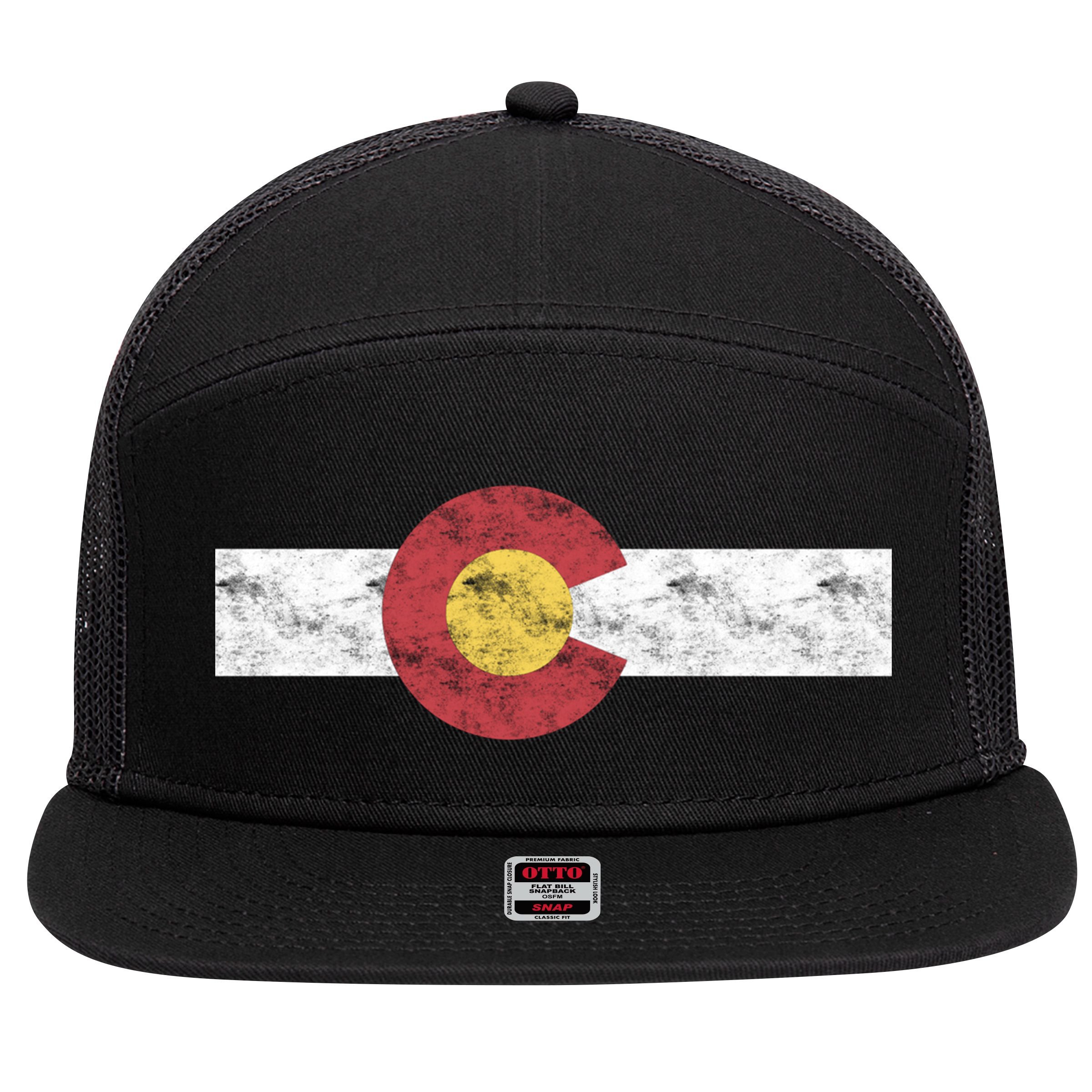 Colorado State Flag Gift Patriotic Colorado Day Gift 7 Panel Mesh Trucker Snapback Hat