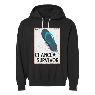 Chancla Survivor Funny Spanish Joke Garment-Dyed Fleece Hoodie