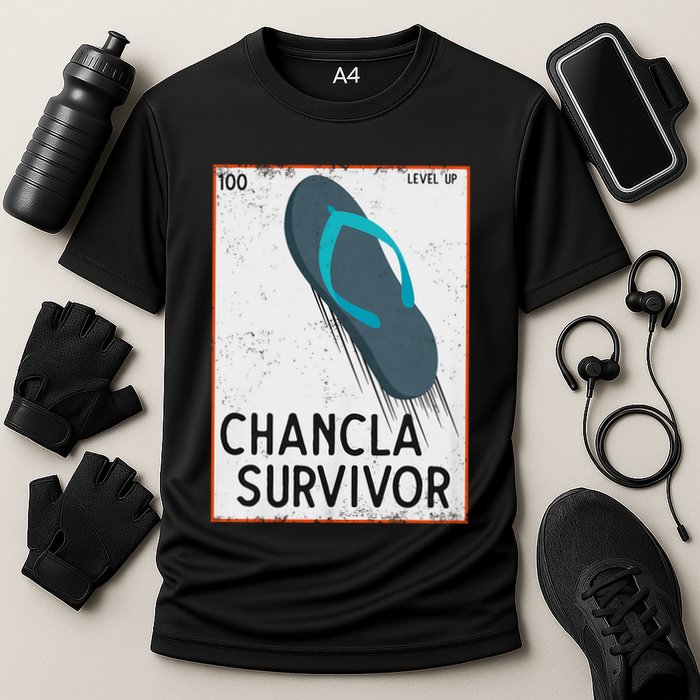 Chancla Survivor Funny Spanish Joke Cooling Performance Crew T-Shirt