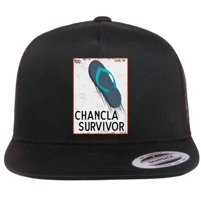 Chancla Survivor Funny Spanish Joke Flat Bill Trucker Hat