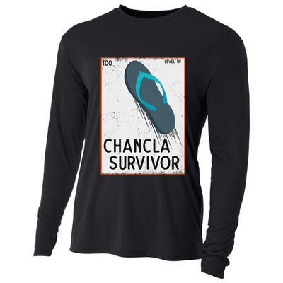 Chancla Survivor Funny Spanish Joke Cooling Performance Long Sleeve Crew
