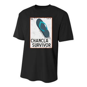 Chancla Survivor Funny Spanish Joke Youth Performance Sprint T-Shirt