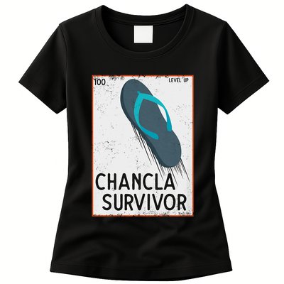 Chancla Survivor Funny Spanish Joke Womens T-Shirt