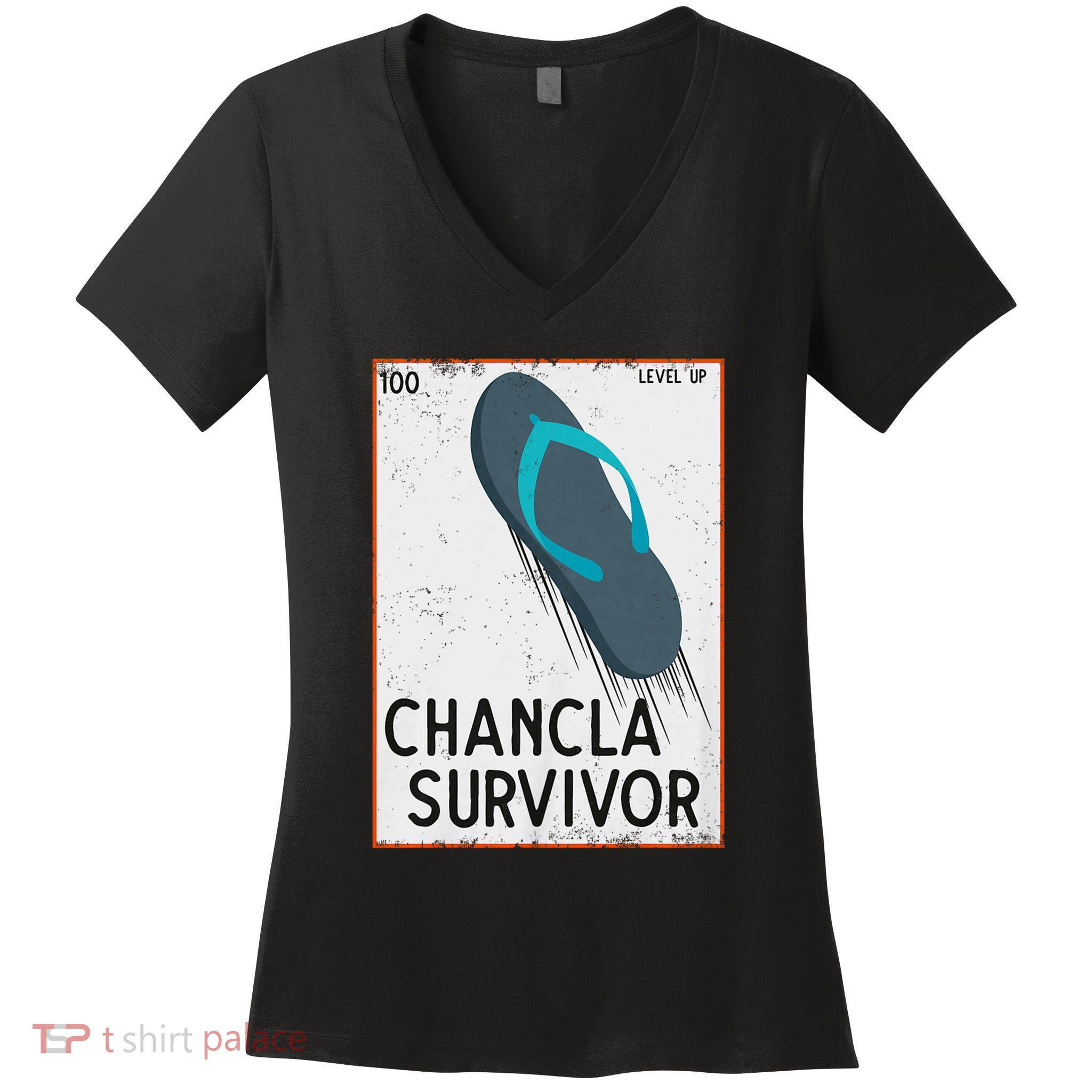 Chancla Survivor Funny Spanish Joke Women's V-Neck T-Shirt