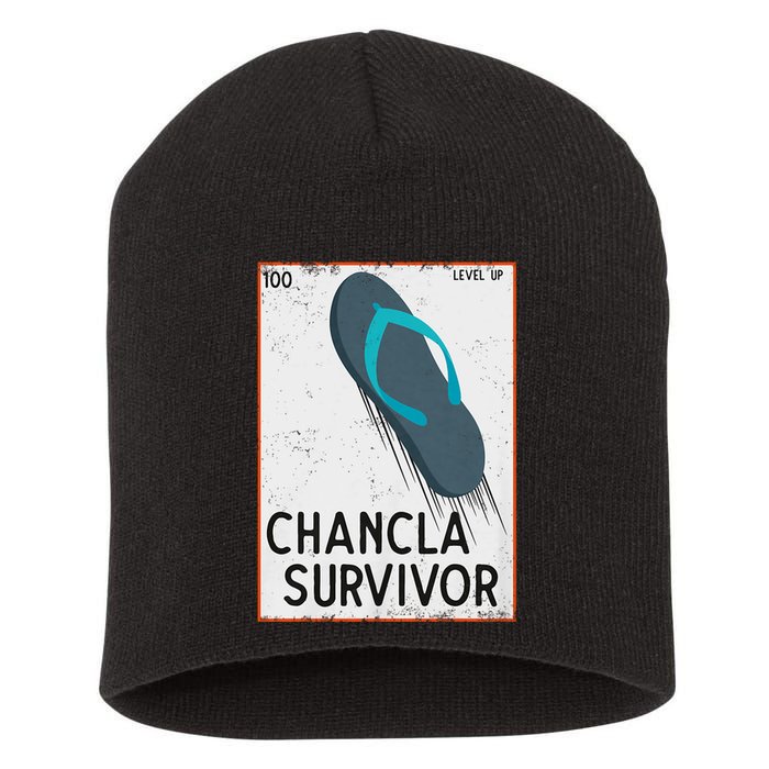 Chancla Survivor Funny Spanish Joke Short Acrylic Beanie