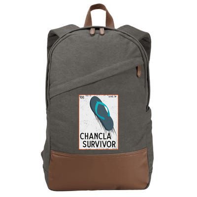 Chancla Survivor Funny Spanish Joke Cotton Canvas Backpack