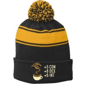 Coffee Stats For Roleplaying And Larping Tabletop Rpg Stripe Pom Pom Beanie