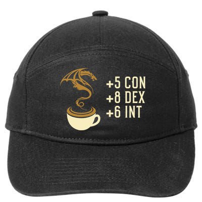 Coffee Stats For Roleplaying And Larping Tabletop Rpg 7-Panel Snapback Hat