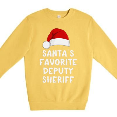 Christmas SantaS Favorite Deputy Sheriff Funny Xmas Pajama Premium Crewneck Sweatshirt