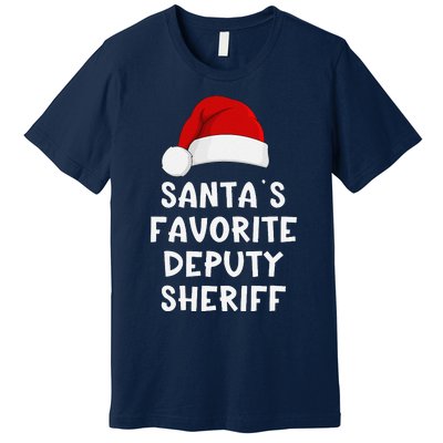 Christmas SantaS Favorite Deputy Sheriff Funny Xmas Pajama Premium T-Shirt