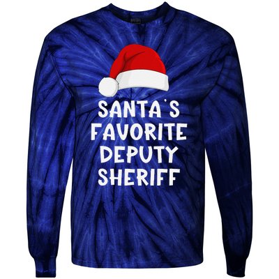 Christmas SantaS Favorite Deputy Sheriff Funny Xmas Pajama Tie-Dye Long Sleeve Shirt