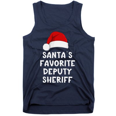 Christmas SantaS Favorite Deputy Sheriff Funny Xmas Pajama Tank Top