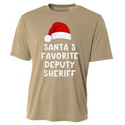 Christmas SantaS Favorite Deputy Sheriff Funny Xmas Pajama Cooling Performance Crew T-Shirt