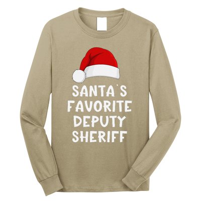 Christmas SantaS Favorite Deputy Sheriff Funny Xmas Pajama Long Sleeve Shirt