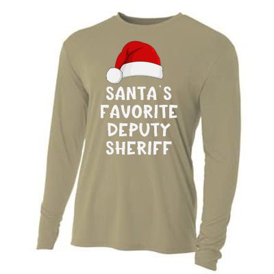 Christmas SantaS Favorite Deputy Sheriff Funny Xmas Pajama Cooling Performance Long Sleeve Crew