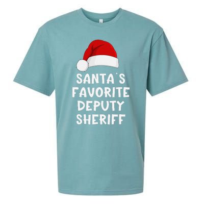 Christmas SantaS Favorite Deputy Sheriff Funny Xmas Pajama Sueded Cloud Jersey T-Shirt