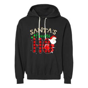 Christmas Santa's Favorite Ho Xmas Pajama Funny Naughty Garment-Dyed Fleece Hoodie