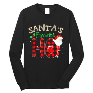 Christmas Santa's Favorite Ho Xmas Pajama Funny Naughty Long Sleeve Shirt