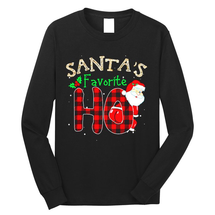 Christmas Santa's Favorite Ho Xmas Pajama Funny Naughty Long Sleeve Shirt