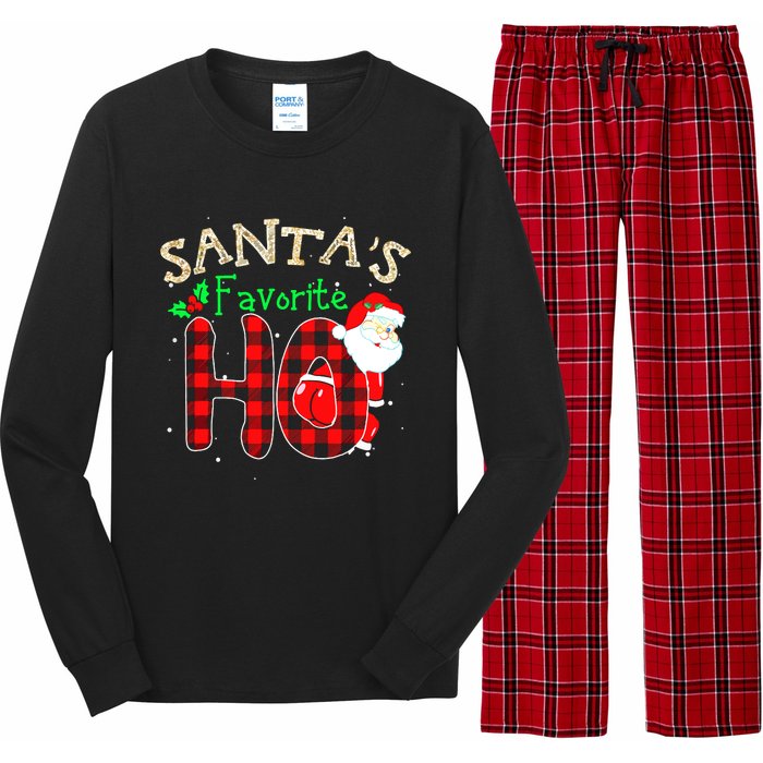 Christmas Santa's Favorite Ho Xmas Pajama Funny Naughty Long Sleeve Pajama Set