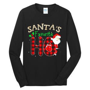 Christmas Santa's Favorite Ho Xmas Pajama Funny Naughty Tall Long Sleeve T-Shirt