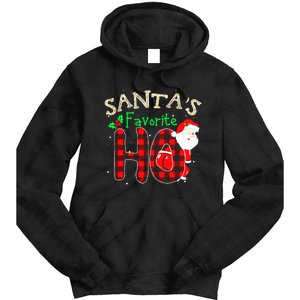 Christmas Santa's Favorite Ho Xmas Pajama Funny Naughty Tie Dye Hoodie