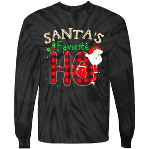 Christmas Santa's Favorite Ho Xmas Pajama Funny Naughty Tie-Dye Long Sleeve Shirt