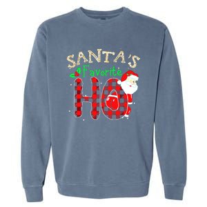 Christmas Santa's Favorite Ho Xmas Pajama Funny Naughty Garment-Dyed Sweatshirt