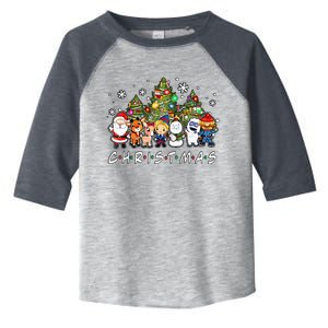 Christmas Santa Friends Reindeer Snowman Family Xmas Holiday Toddler Fine Jersey T-Shirt