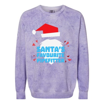 Christmas SantaS Favorite Pipefitter Pajama Pipe Fitter Colorblast Crewneck Sweatshirt