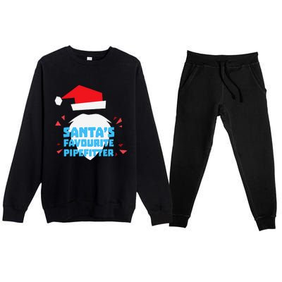 Christmas SantaS Favorite Pipefitter Pajama Pipe Fitter Premium Crewneck Sweatsuit Set