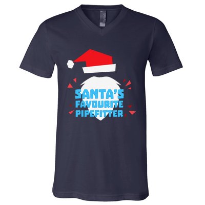 Christmas SantaS Favorite Pipefitter Pajama Pipe Fitter V-Neck T-Shirt