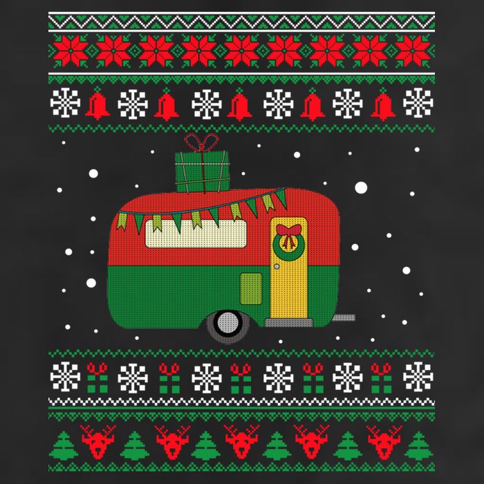 Christmas Sweater Funny Camping Camper Gift 7 Panel Mesh Trucker Snapback Hat
