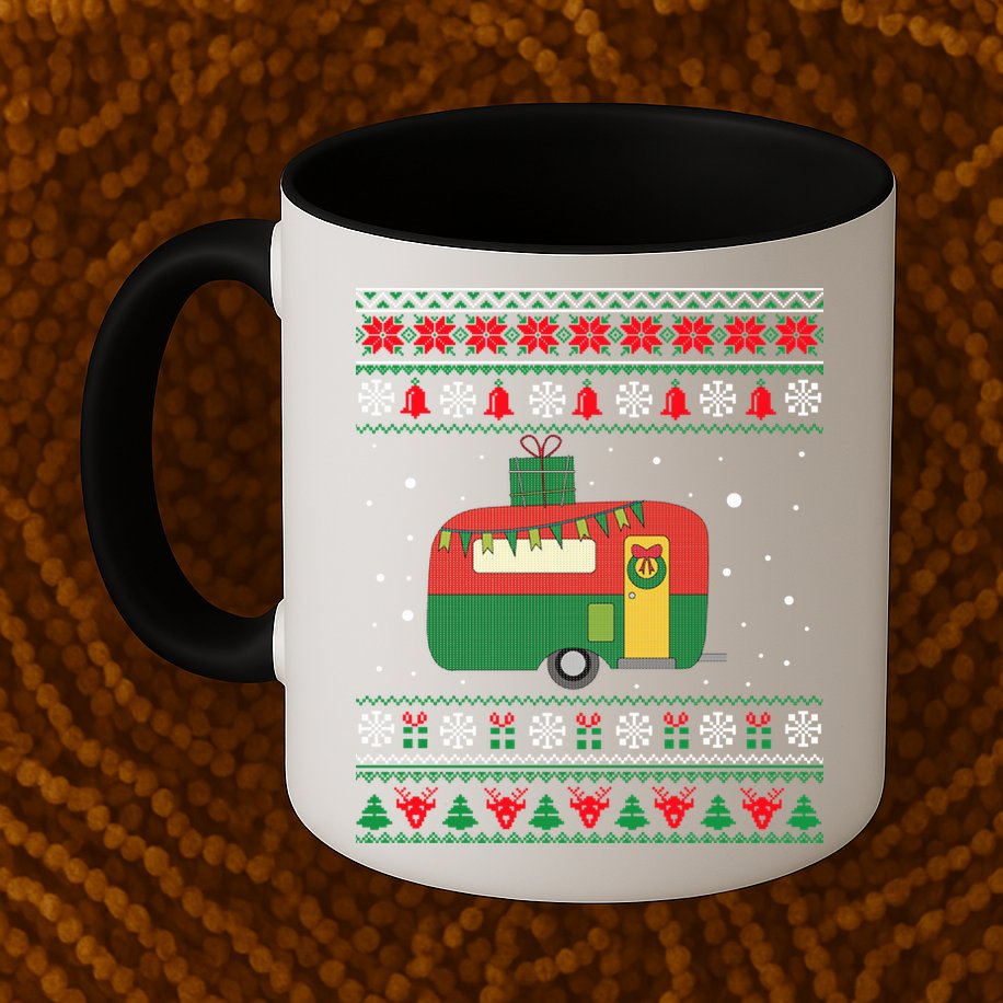 Christmas Sweater Funny Camping Camper Gift Mug