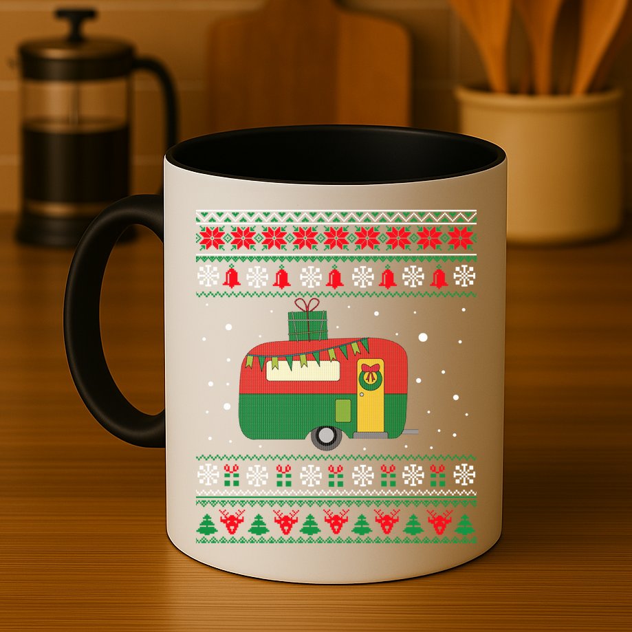 Christmas Sweater Funny Camping Camper Gift Mug