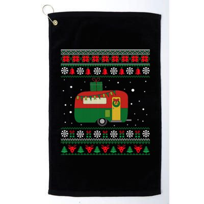 Christmas Sweater Funny Camping Camper Gift Platinum Collection Golf Towel