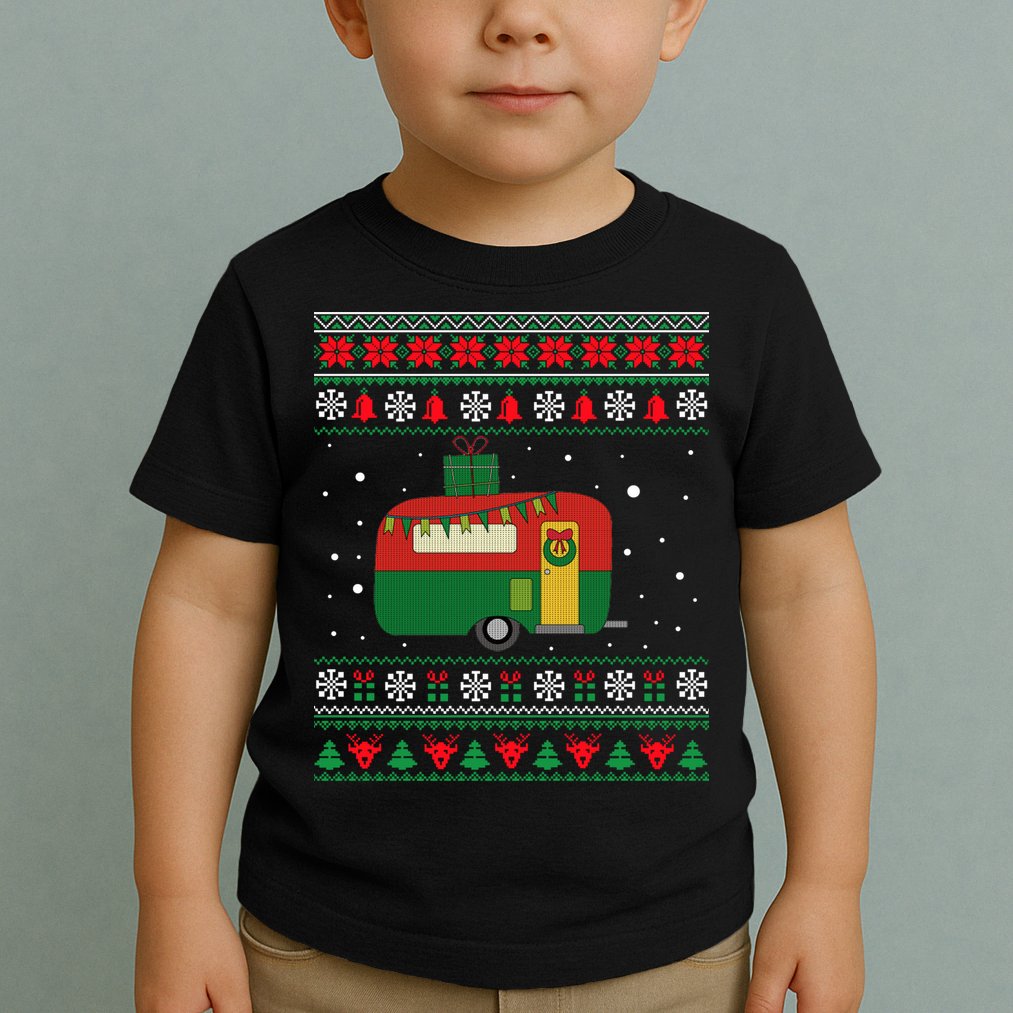Christmas Sweater Funny Camping Camper Gift Toddler T-Shirt