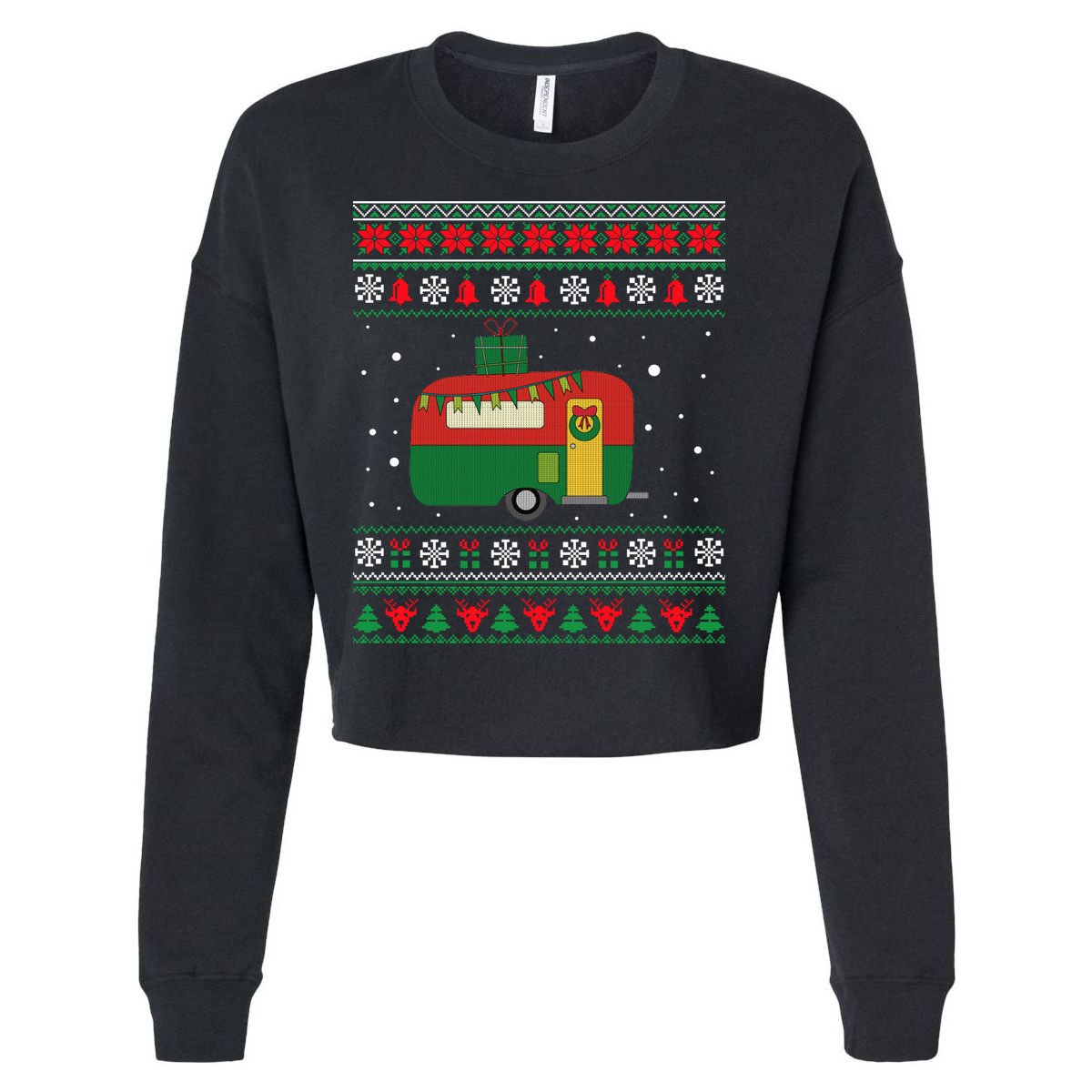 Christmas Sweater Funny Camping Camper Gift Cropped Pullover Crew