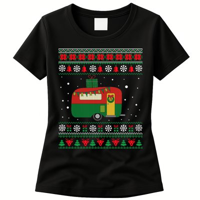 Christmas Sweater Funny Camping Camper Gift Womens T-Shirt