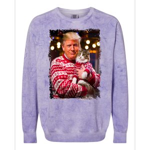 Christmas Sweater Funny Trump For Cat Lovers Xmas Pajamas Gift Colorblast Crewneck Sweatshirt