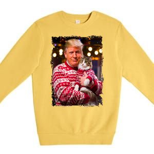 Christmas Sweater Funny Trump For Cat Lovers Xmas Pajamas Gift Premium Crewneck Sweatshirt