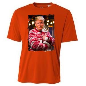 Christmas Sweater Funny Trump For Cat Lovers Xmas Pajamas Gift Cooling Performance Crew T-Shirt