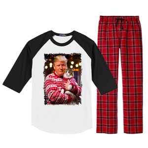 Christmas Sweater Funny Trump For Cat Lovers Xmas Pajamas Gift Raglan Sleeve Pajama Set