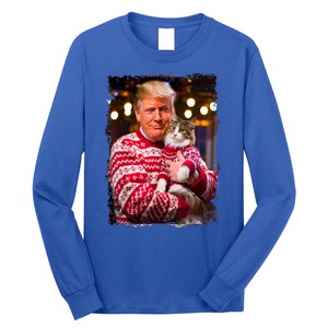 Christmas Sweater Funny Trump For Cat Lovers Xmas Pajamas Gift Long Sleeve Shirt