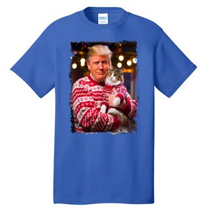 Christmas Sweater Funny Trump For Cat Lovers Xmas Pajamas Gift Tall T-Shirt