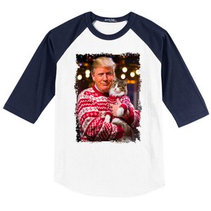 Christmas Sweater Funny Trump For Cat Lovers Xmas Pajamas Gift Baseball Sleeve Shirt