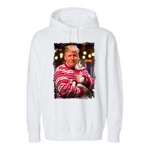 Christmas Sweater Funny Trump For Cat Lovers Xmas Pajamas Gift Garment-Dyed Fleece Hoodie