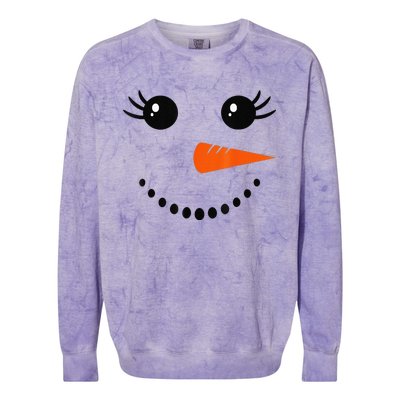 Cute Snowman Face Carrot Nose Christmas Pajamas Funny Colorblast Crewneck Sweatshirt